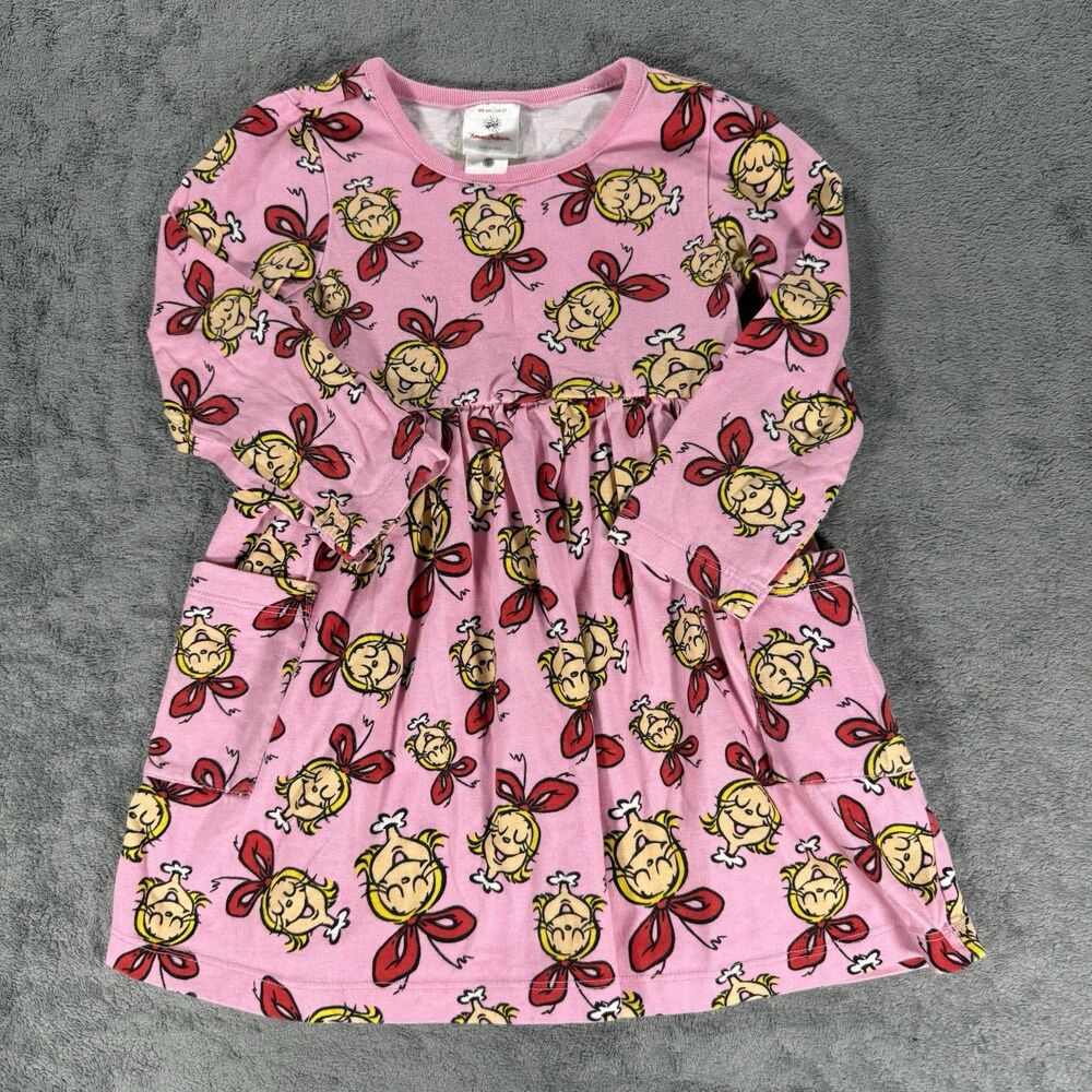 Hanna Andersson Dress Girl Pink Grinch Cindy Lou Who Playground Christmas 3T